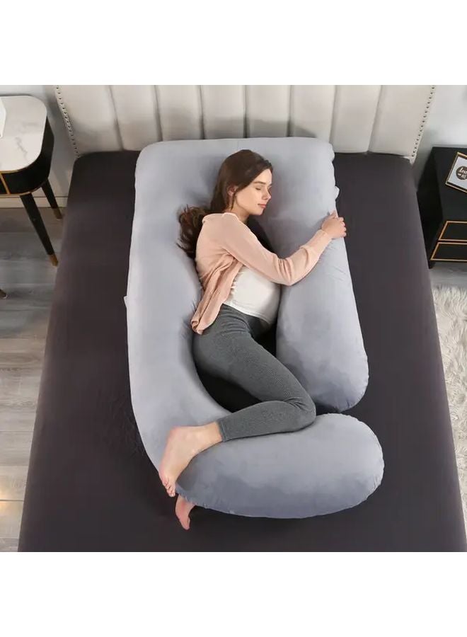 J Shaped Full Body Maternity Pillow 57 Inch for Sleeping with Removable Cover - Image 1